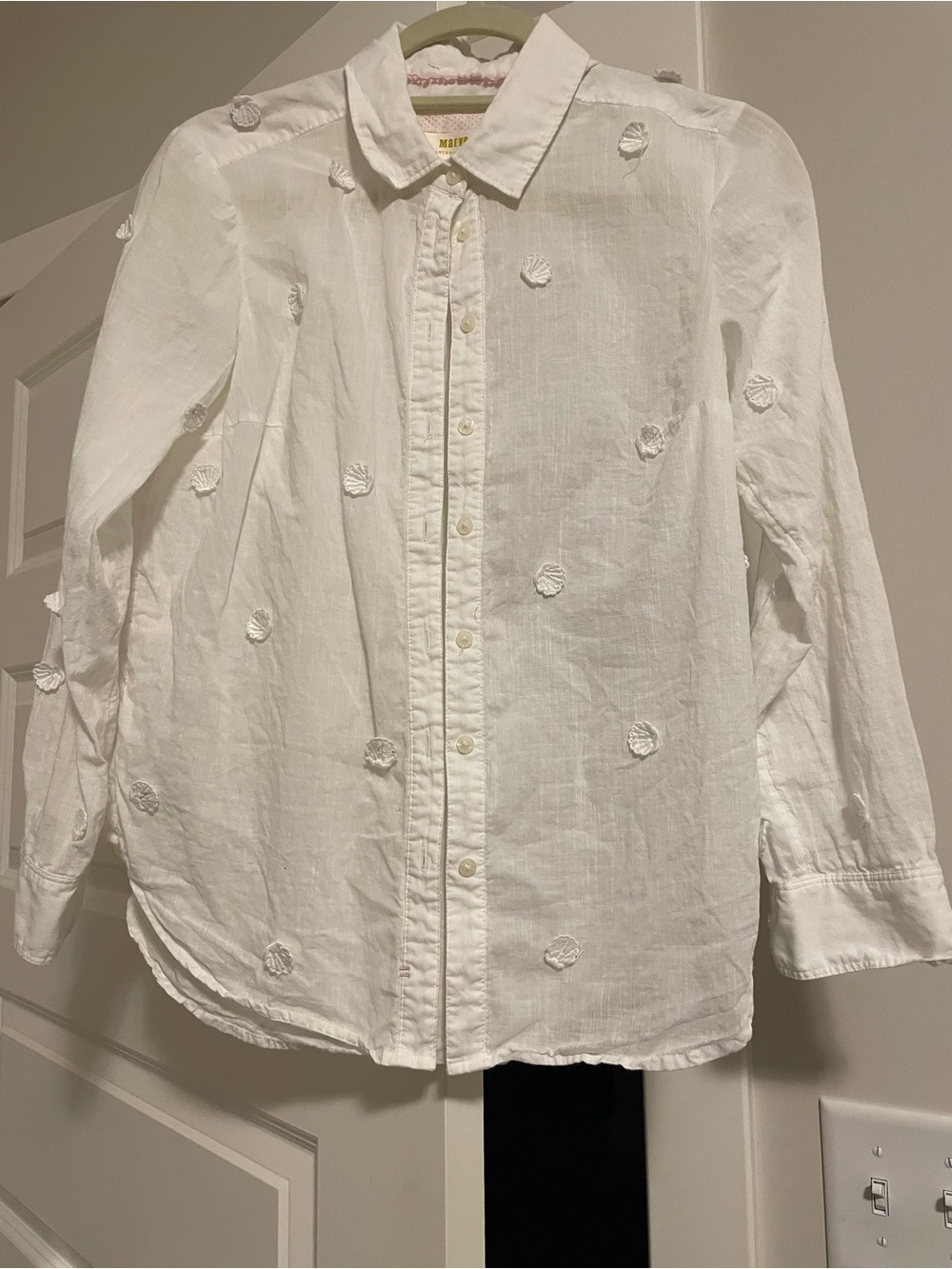 Maeve White Embroidered Button-Down Shirt